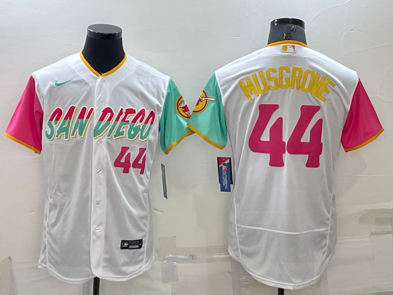 Men's San Diego Padres Joe Musgrove #44 White Stitched Jersey